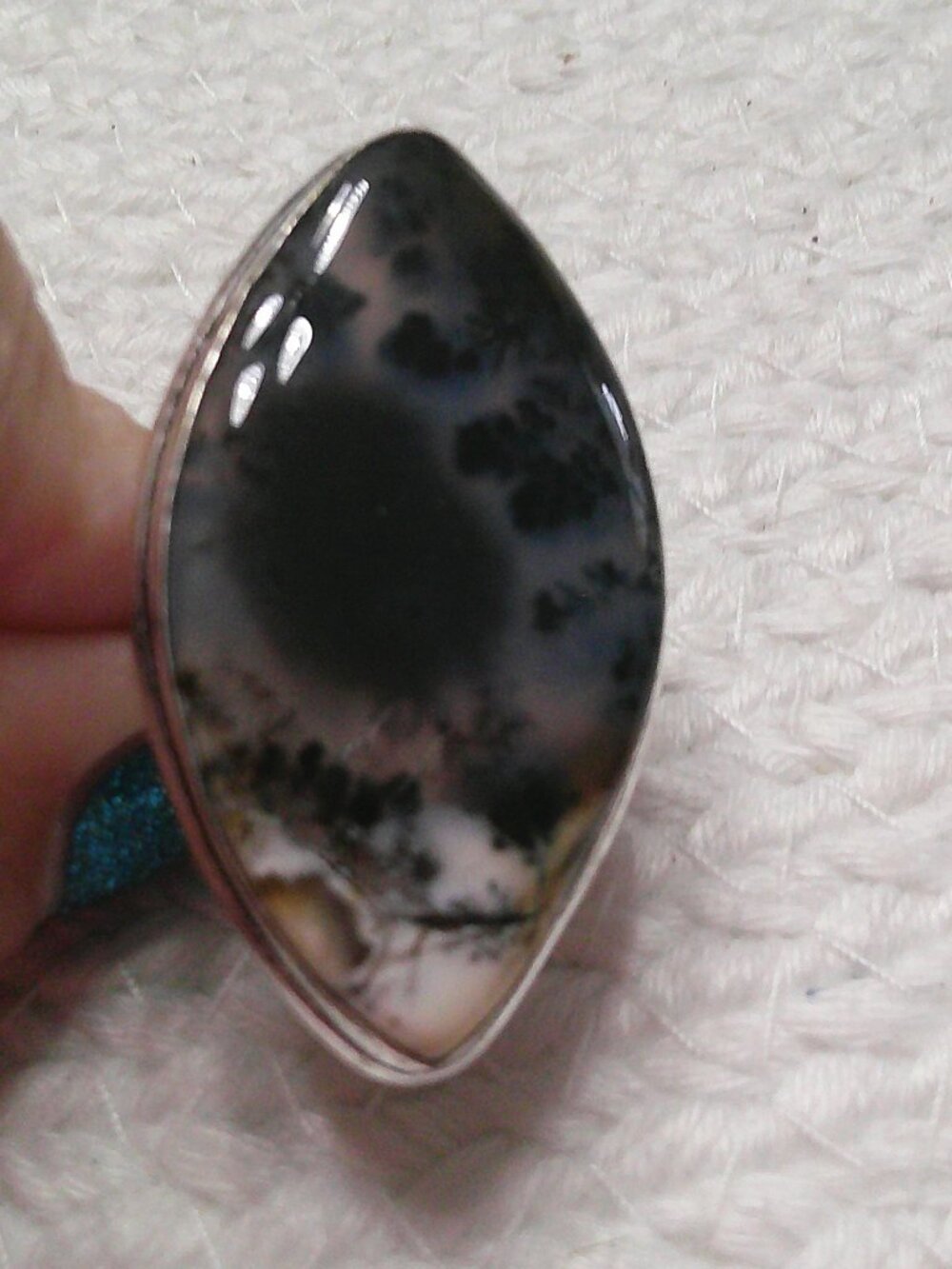 Gorgeous DENDRITE OPAL Handmade Sterling 925 Ring Size 8 #5F